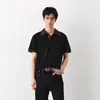 Camiseta Polo Patchwork com Gola Listrada Estilo Americano Cleanfit para Homens e Mulheres, Verão de Alta Qualidade Solta Casual Manga Curta