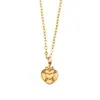 Moda Coreana Ins Colar com Pingente de Coração Retrô Feminino Aço Inoxidável Banhado a Ouro 18K Corrente Simples Personalizada para Clavícula Joia