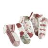 Calcetines de Seda de Vidrio para Mujer, Serie Rosa Tulipán de Verano Finos Cortos, Lindos Calcetines Transparentes Tipo Barco con Encaje, Resistentes al Olor