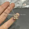Collar de Trébol de Cuatro Hojas Versión Alta V Oro para Mujer Chapado en Oro de 18K es una Pulsera Cadena Clavicular Ágata Calcedonia Rojo Rosa Ojo de Tigre