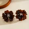 Pendientes de Flor de Cristal Acrílico con Perlas Estilo Retro Europeo y Americano, Pendientes Exquisitos y Elegantes con un Toque de Lujo de Nicho