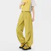 NASA SOBRE Pantalones cargo de paracaidista de seda de hielo plisados estilo americano para mujer, finos de verano, nuevo modelo 2026, pantalones deportivos para exteriores a prueba de tres