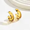 Brincos vintage europeus e americanos com estampa de leopardo, brincos de acrílico transparentes em forma de C, brincos de amor de outono e inverno Maillard, joias para orelha femininas