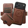 Funda para teléfono abatible Iphone18Promax adecuada con ranura para tarjetas, succión magnética, soporte de carga inalámbrica tres en uno, funda de cuero
