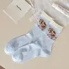 Calcetines Finos de Algodón Nuevos de Primavera con Diseño de Gato de Dibujos Animados, Calcetines de Malla de Caña Media para Mujer, Calcetines Finos de Primavera y Verano, Lindos al por Mayor desde Zhuji