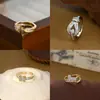 Anillo Abierto de Dos Tonos Electroplateado de Moda Estilo Coreano y Japonés para Mujer, Lujo Ligero, Gama Alta, Anillo Único y Elegante