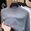 Suéter de lana cepillada estilo Old Money con mezcla de seda, nueva colección otoño/invierno 2026 para hombre, calibre 16, doble hilo de 43 count, suéter de cachemira de color sólido para hombre