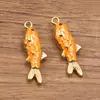 Varias Joyas de Acero Inoxidable 304 Doradas con Galvanoplastia al Vacío, con Goteo de Aceite Estéreo por Ambos Lados, Encanto Marino, Colgante de Pez Pequeño