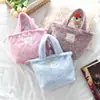 Bolso de Mano Nuevo con Estampado de Leopardo de Felpa, Bolso de Mano de Moda Coreana, Bolso de Muñeca Casual para el Trabajo, Bolso Tote Portátil