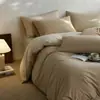 Conjunto de quatro peças 100% algodão escovado de alta contagem de fios, capa de edredom simples de algodão puro estilo nórdico, lençol de cima, lençol com elástico, conjunto de cama