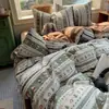 Juego de Cama Minimalista de Algodón Puro de Clase A de Cuatro Piezas, Adecuado para Dormir Directamente en la Cama, Funda de Edredón de Algodón para Dormitorio en Casa, Juego de Cama de Tres Piezas~