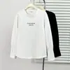Camiseta de Manga Larga Versátil de Primavera para Mujer Talla Grande 100 kg con Puños Fruncidos y Estampado de Letras Pequeñas 9489