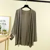 Cardigan Fino de Manga Longa de Modal de Verão para Mulheres, Casaco com Proteção Solar, Jaqueta Xale de Cor Sólida, Design Irregular, Camisa para Ar Condicionado