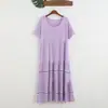 Estilo Japonês e Coreano Saia de Bolo Puxar para Cima Vestido Longo Solto plus size Manga Curta Para Mulheres Plus Size Menina Cheinha Roupa de Casa Pijama