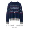 Cardigan de Cashmere Jacquard 2026 Outono/Inverno Novo Feminino Gola Redonda Blusa Base Color Block Corte Amplo Casaco