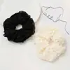 Goma para el pelo scrunchie de encaje hueco color crema de alta gama estilo coreano minimalista francés para mujer