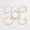 Joias Transfronteiriças Europeias e Americanas Pulseira de Corrente Simples Personalizada Pulseira Aberta Geométrica Brilhante Moda Retrô Conjunto de Pulseiras