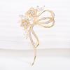 Broche Elegante de Flor con Lazo Estilo Coreano Broches Elegantes de Moda Llenos de Circonio Alfiler de Ropa Corsage de Sentido Creativo de Alta Gama