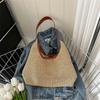 Internet Celebridade Coreana ins Vintage Woven Tote Bag Palha Bolsa Grande Capacidade Axilas Bolsa Bolsa de Ombro Bolsa de Praia Mulheres