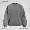 Sudadera con cuello redondo y estampado de letras para hombre, corte holgado casual, diseño moderno desgastado, estilo otoño