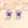 Pendientes de plata de ley S925 flor de cerezo diamante suizo versión coreana para mujer de pequeño diamante fresco moda joyería de plata una generación de cabello