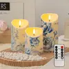 Venda Quente Transfronteiriça Luzes de Vela Eletrônicas Estampadas Azul e Branco Velas Falsas de Plástico LED Velas Simuladas Luzes Decorativas de Natal