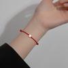 Prata S925 Pulseira Feminina Fresca de Trevo de Quatro Folhas Tecida Feita à Mão DIY Ajustável Push-pull Pulseira Simples C0490