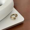 Anillo de bronce tejido con diseño de flor de hierba Tang de alta calidad para mujer, anillo abierto de lujo, ligero, personalizado, elegante y combinable con todo, estilo retro.