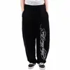 Calça Jogger Casual Tendência Streetwear Retro Americana Transfronteiriça com Estampa de Letras Moda Hip-Hop Slim Fit com Bolso Roupa Feminina