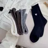 Calcetines Blancos Puros de Estilo Japonés Elegantes hasta Media Pantorrilla con Bordado de Lazo Dulce, Calcetines Suaves y Cálidos de Cachemir para Otoño e Invierno