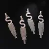 Aretes de cadena de garra nuevos con pedrería geométricos de borla larga de letra Aretes de foto callejera atmósfera de novia E784