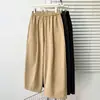 Pantalones de otoño nuevos para mujer talla grande, simples, adelgazantes, patchwork, cintura elástica 100 kg, pantalones de pierna ancha para mujer talla grande 0904