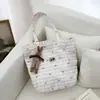 Bolso de hombro colorido de principios de primavera, bolso tote a cuadros, bolso de hombro con lazo, bolso versátil de gran capacidad, bolso de hombro dulce