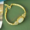Xinjiang Hetian Jade Jade Blanco Cobre Incrustado Trébol de Cuatro Hojas Pixiu Pulsera Jade Pulsera de Jade Suministro en Vivo Venta al por Mayor