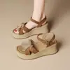 Sandalias de Cuña para Mujer 2026 Verano Nuevo Estilo Casuales Romanas de Suela Gruesa para Usar con Faldas, Ligeras Florales Zapatos de Madre