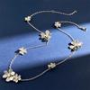 Pequeno fresco coreano moda banhado a ouro cobre acessórios requintado tamanho micro diamante trevo seis pétalas flor clavícula colar feminino