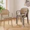 Silla de Plástico Ratán Nórdica para el Hogar Apilable Silla de Comedor Ocio al Aire Libre Silla con Respaldo de Celebridad de Internet Reposabrazos Mesa y Silla Silla Hueca