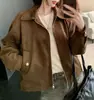 Jaqueta Marrom Retro Doce Cool Hot Girl Outono e Inverno 2025 Novo Cardigan Top Casual Americano