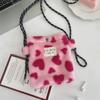 4112 outono e inverno pelúcia amor bolsa de armazenamento portátil bolsa de ombro mensageiro de compras bolsa de acabamento para celular cosméticos