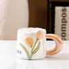 Taza de cerámica creativa con forma de tulipán, regalo de mano, taza de agua y café de alta calidad para parejas, regalo para el Día del Maestro
