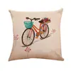 Deseo Amazon Transfronterizo Más Vendido Flor Bicicleta Paisaje Algodón Lino Funda de Almohada Almohada para Coche Almohada para Sofá