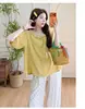 Conjunto de Verano para Maternidad 2026 Nuevo Estilo Ropa de Embarazo Top Holgado Pantalones de Pierna Ancha de Lunares Conjunto de Dos Piezas Estilo Coreano