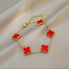 Lujo ligero Versión alta Collar de trébol de la suerte flor única nácar natural colgante de pavo real oro diamante completo cadena clavicular