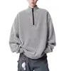 Top retrô masculino da moda estilo americano com gola alta e mangas compridas, moletom de meio zíper outono/inverno transfronteiriço, jaqueta casual solta