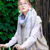 Cachecol Xadrez de Faux Cashmere de Inverno para Mulheres, Xale Elegante Estilo Japonês Quente para Outono e Inverno com Franjas, Aquecedor de Pescoço Rosa Versátil para Proteção contra o Frio