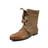 Botines cortos de piel de vacuno de capa superior + lazo de tela para mujer, botines de moda, botines cortos planos de punta redonda de cuero genuino nuevos para otoño e invierno para mujer
