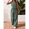 2026 Amazon Europeu e Americano Comércio Exterior Transfronteiriço Verão Casual Roupa de Trabalho Conjunto de Colete e Calça com Botões Frontais Colete de Gola V