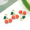 Accesorios para Joyería DIY Estilo Coreano, Mini Colgantes de Cereza Coloridos con Goteo de Aceite, Electroplateados al Vacío para Pulseras, Collares, Pendientes y Colgantes