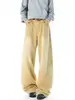Calças casuais compridas, estilo retrô americano, adequadas para primavera e outono, jeans, moda high-street, plus size, perna reta, modelagem solta, jeans wide leg para homens, estiloso e cool