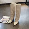 Botas de tacón alto estilo chica coreana picante para mujer, otoño e invierno, sexys botas de tacón de aguja con punta fina, botas altas hasta la rodilla adelgazantes
